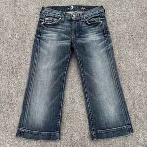 7 For All Mankind Dojo Capri Cropped Jeans Dark Wash Denim Womens Size 26